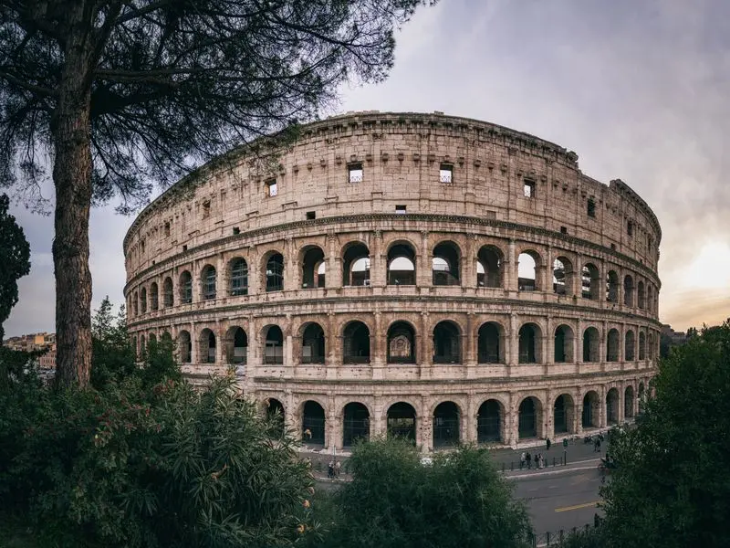 The Colosseum in Rome at sunset