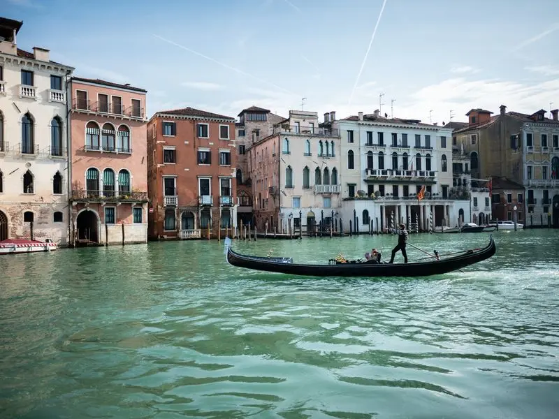 A gondola on the Grand Canal in Venice